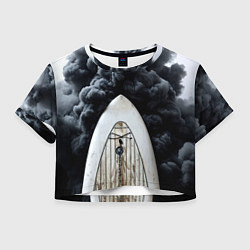 Футболка 3D укороченная женская Сапборд в черном дыму, цвет: 3D-принт