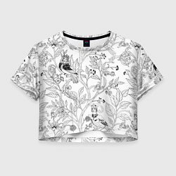 Футболка 3D укороченная женская Птицы Сирин, цвет: 3D-принт