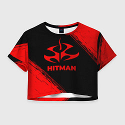 Футболка 3D укороченная женская Hitman - red gradient, цвет: 3D-принт