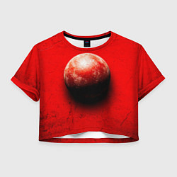 Футболка 3D укороченная женская Ядро для талкания красного цвета, цвет: 3D-принт