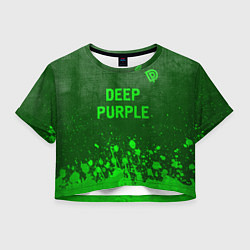Футболка 3D укороченная женская Deep Purple - green gradient посередине, цвет: 3D-принт