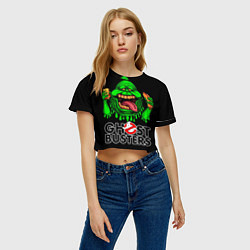 Футболка 3D укороченная женская Ghostbusters - Slimer with hot dog, цвет: 3D-принт — фото 2
