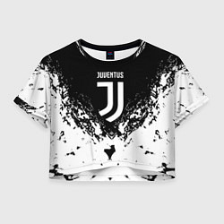 Футболка 3D укороченная женская Juventus брызги красок, цвет: 3D-принт
