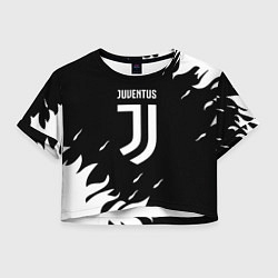 Футболка 3D укороченная женская Juventus black fire, цвет: 3D-принт