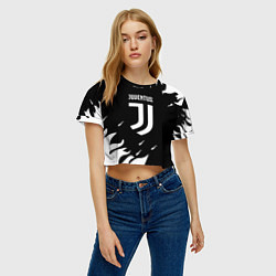 Футболка 3D укороченная женская Juventus black fire, цвет: 3D-принт — фото 2