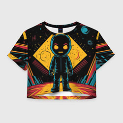 Футболка 3D укороченная женская Недовольный инопланетянин, цвет: 3D-принт