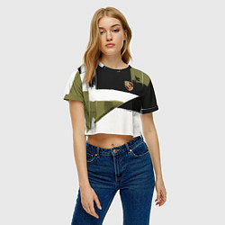 Футболка 3D укороченная женская Porsche эмблема, цвет: 3D-принт — фото 2