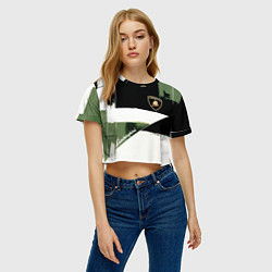 Футболка 3D укороченная женская Ламборджини логотип, цвет: 3D-принт — фото 2