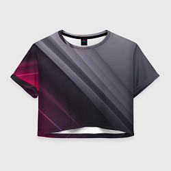 Футболка 3D укороченная женская Color black grey, цвет: 3D-принт