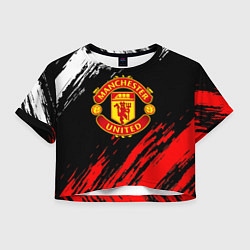 Футболка 3D укороченная женская Манчестер юнайтед краски текстура, цвет: 3D-принт