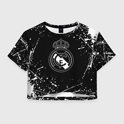 Футболка 3D укороченная женская Real Madrid белые краски, цвет: 3D-принт