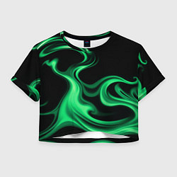 Футболка 3D укороченная женская Color green smoke, цвет: 3D-принт