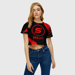 Футболка 3D укороченная женская Skillet - red gradient, цвет: 3D-принт — фото 2