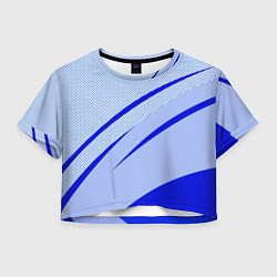 Футболка 3D укороченная женская Светло-синий текстура с полосой, цвет: 3D-принт