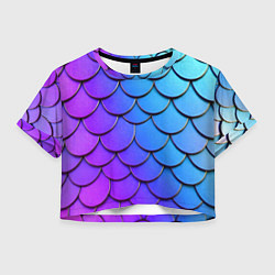 Футболка 3D укороченная женская Градиент на чешуе, цвет: 3D-принт