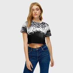 Футболка 3D укороченная женская Гранж каллиграфия, цвет: 3D-принт — фото 2