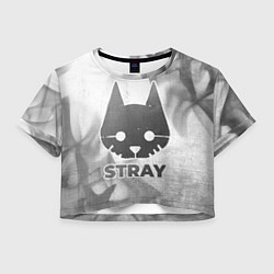 Футболка 3D укороченная женская Stray - white gradient, цвет: 3D-принт