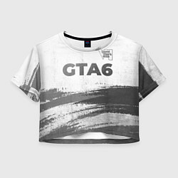 Футболка 3D укороченная женская GTA6 - white gradient посередине, цвет: 3D-принт