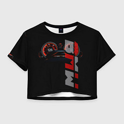 Футболка 3D укороченная женская BMW спидометр и надпись, цвет: 3D-принт