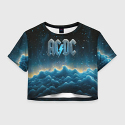 Футболка 3D укороченная женская ACDC логотип ледяной с молнией, цвет: 3D-принт