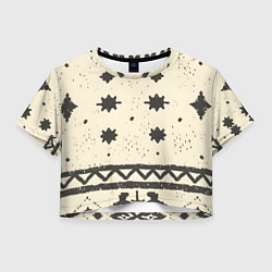 Футболка 3D укороченная женская Африканские примитивные узоры, цвет: 3D-принт