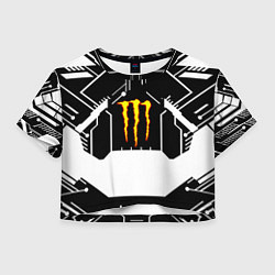 Футболка 3D укороченная женская Monster energy geometry, цвет: 3D-принт