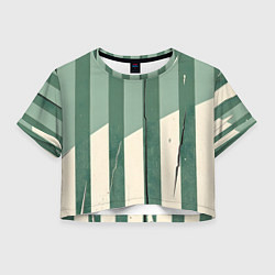 Футболка 3D укороченная женская Зеленые полосы, цвет: 3D-принт
