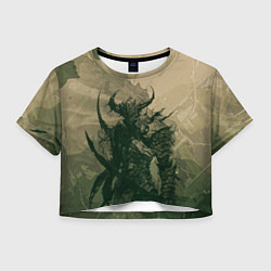 Футболка 3D укороченная женская Драконий всадник, цвет: 3D-принт