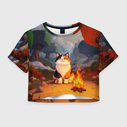 Женский топ Котик в кубическом мире