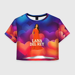 Женский топ Lana Del Rey на фоне сердечек