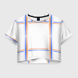 Футболка 3D укороченная женская Neon white orange blue, цвет: 3D-принт