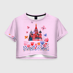Футболка 3D укороченная женская Москва - собор, цвет: 3D-принт