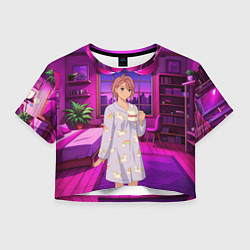 Футболка 3D укороченная женская Дандадан Сиратори Айра с кофе, цвет: 3D-принт