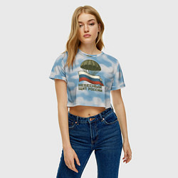 Футболка 3D укороченная женская Небесный щит России ВДВ, цвет: 3D-принт — фото 2