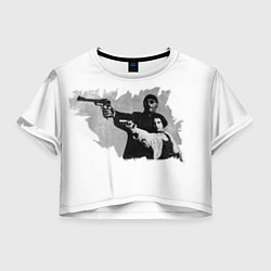 Футболка 3D укороченная женская Леон рисунок, цвет: 3D-принт