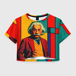 Футболка 3D укороченная женская Эйнштейн поп-арт, цвет: 3D-принт
