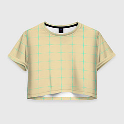 Футболка 3D укороченная женская Color beige green crosses, цвет: 3D-принт