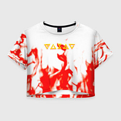 Футболка 3D укороченная женская Ведьмак огонь лого, цвет: 3D-принт