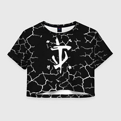 Футболка 3D укороченная женская Doom трещины текстура, цвет: 3D-принт