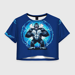 Футболка 3D укороченная женская Горилла показывает свою силу, цвет: 3D-принт