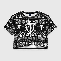 Футболка 3D укороченная женская Doom x elders scrolls pattern, цвет: 3D-принт