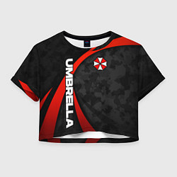 Футболка 3D укороченная женская Umbrella - камуфляж, цвет: 3D-принт