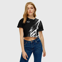 Футболка 3D укороченная женская Subaru - монохромный черный, цвет: 3D-принт — фото 2