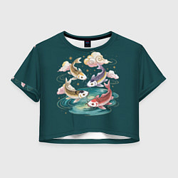 Женский топ Рыбы в облаках над прудом