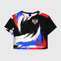 Футболка 3D укороченная женская Федерация бокса РФ - краска, цвет: 3D-принт