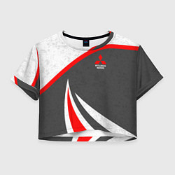 Футболка 3D укороченная женская Mitsubishi - красный и серый, цвет: 3D-принт