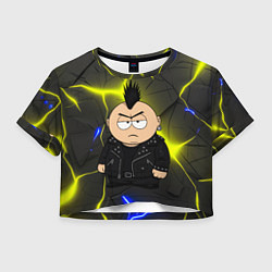 Футболка 3D укороченная женская Эрик Картман - черный панк, цвет: 3D-принт