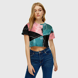 Футболка 3D укороченная женская Абстракция звёдного неба и молнии, цвет: 3D-принт — фото 2