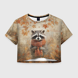 Женский топ Осенней енот в шарфе