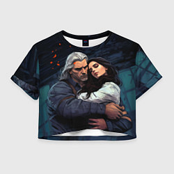 Футболка 3D укороченная женская Йеннифэр и Геральт, цвет: 3D-принт